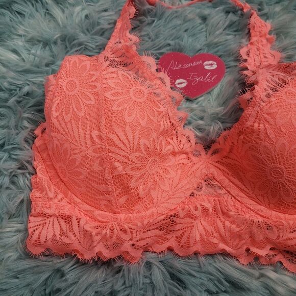 VS Pink Date Orange Lightly Lined Halter Bra Small - Picture 3 of 4